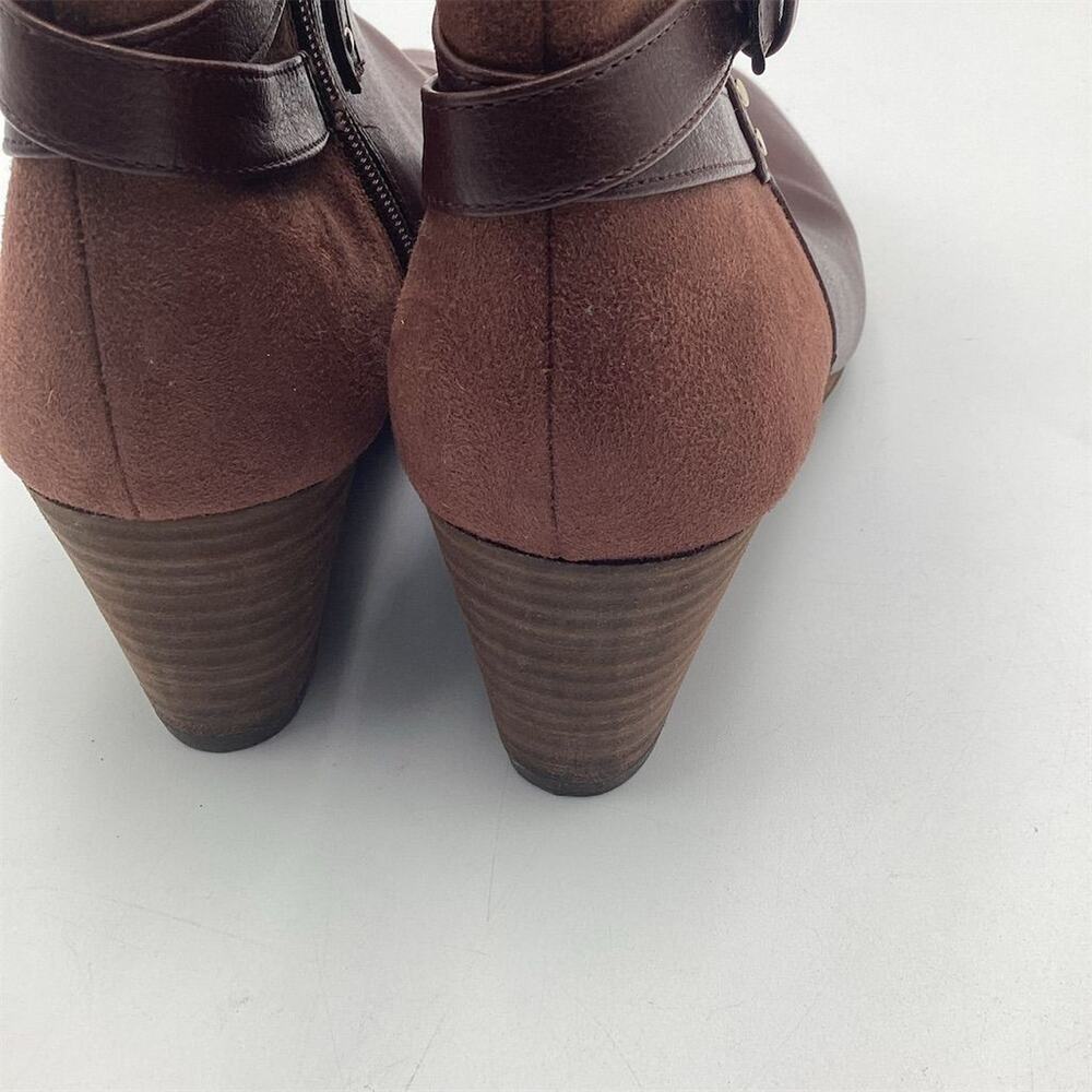 Dr. Scholl's Women's Brown Double Ankle Booties Size 9.5W Zip Wedge - Picture 10 of 11